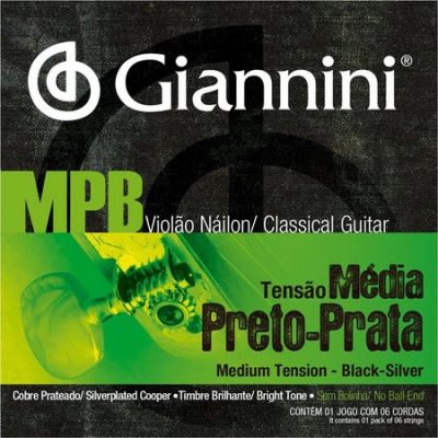 GIANNINI CORDA VIOLÃO NYLON MPB PRETO PRATA GENWBS