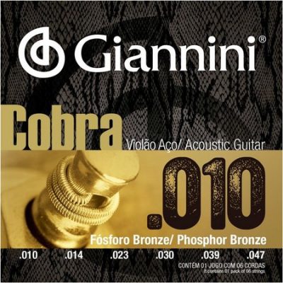 GIANNINI CORDA VIOLÃO AÇO COBRA 010 GEEFLEF FÓSFORO BRONZE