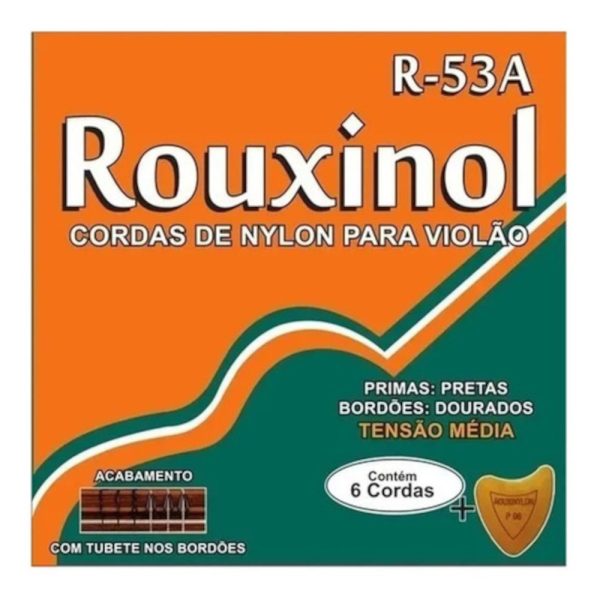 ROUXINOL CORDA VIOLAO NYLON PRETO/DOURADA MEDIA TENSAO R 53 A