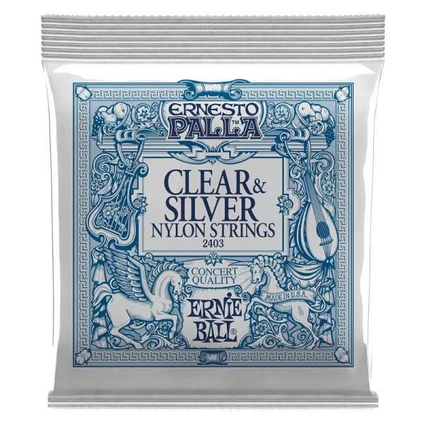 Encordoamento Violão Nylon Ernie Ball Ernesto Palla Clear And Silver Media A 2403