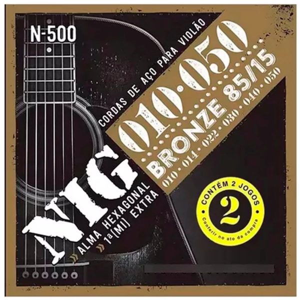 Dois Jogos Encordoamento Violão Aço Bronze Nig 010 85/15 N500