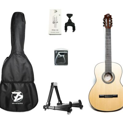 Kit Violao Classico Nylon + Capa + Suporte de Chão + Capo + Suporte parede Sevenplay SP7